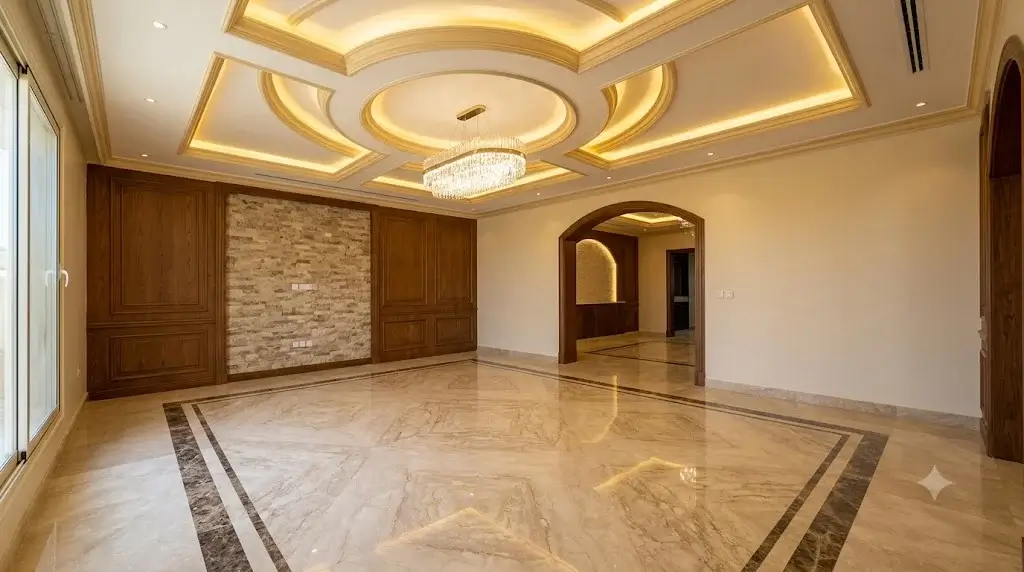 كم تكلفة تشطيب شقة 200 متر في السعودية؟ دليل توزيع الميزانية مع دار المصطفى 2 جودة المواد الفاخرة وتشطيب التفاصيل في شقة 200 متر بالسعودية