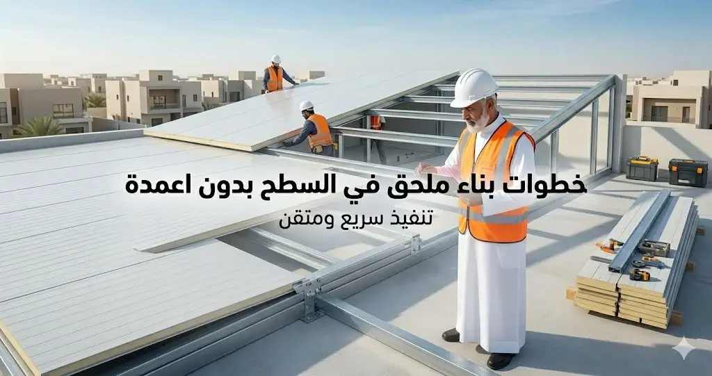 بناء ملحق في السطح بدون اعمدة | حلول آمنة بدون تكسير - دار المصطفى 2 خطوات بناء ملحق في السطح بدون اعمدة