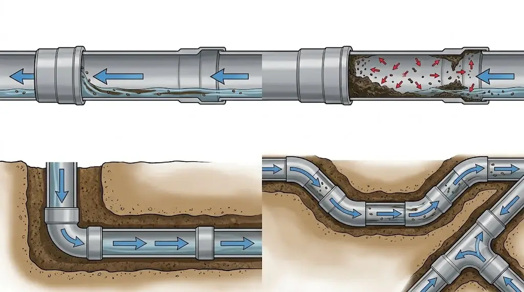 تركيب مواسير pvc باحترافية: 6 خطوات لشبكة صرف بدون مشاكل 2 اتجاه تركيب مواسير PVC الصرف الصحي